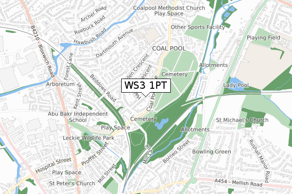 WS3 1PT map - small scale - OS Open Zoomstack (Ordnance Survey)