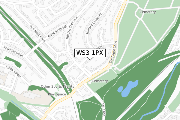WS3 1PX map - large scale - OS Open Zoomstack (Ordnance Survey)