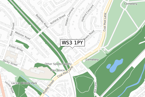 WS3 1PY map - large scale - OS Open Zoomstack (Ordnance Survey)