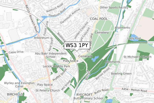 WS3 1PY map - small scale - OS Open Zoomstack (Ordnance Survey)