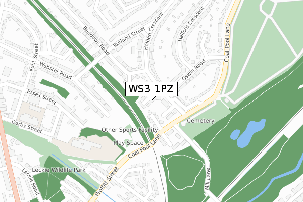 WS3 1PZ map - large scale - OS Open Zoomstack (Ordnance Survey)