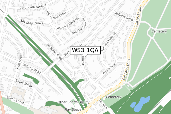 WS3 1QA map - large scale - OS Open Zoomstack (Ordnance Survey)