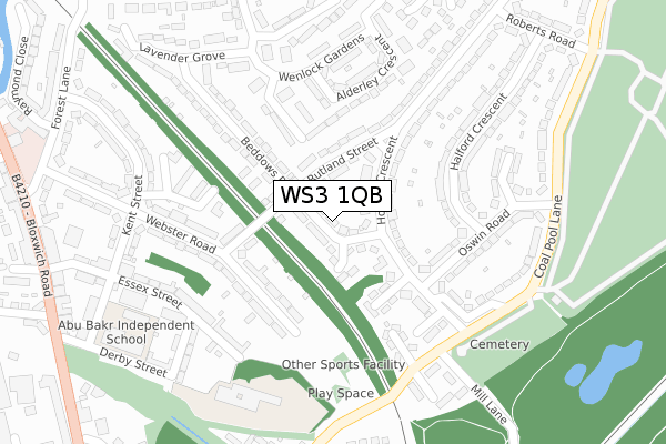 WS3 1QB map - large scale - OS Open Zoomstack (Ordnance Survey)