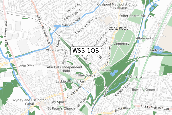 WS3 1QB map - small scale - OS Open Zoomstack (Ordnance Survey)