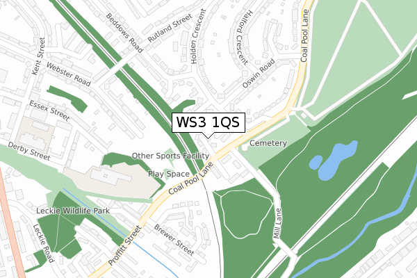 WS3 1QS map - large scale - OS Open Zoomstack (Ordnance Survey)