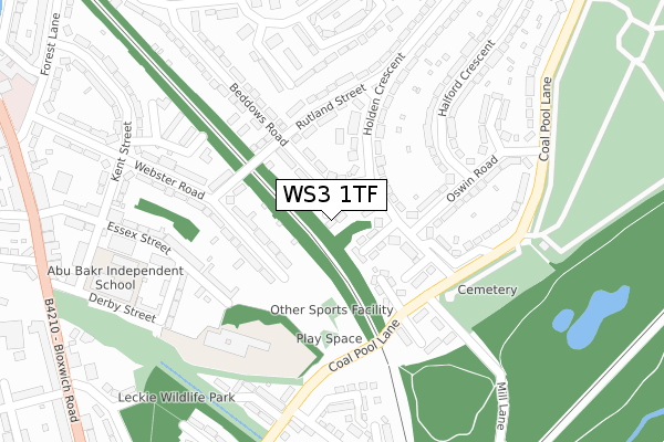 WS3 1TF map - large scale - OS Open Zoomstack (Ordnance Survey)