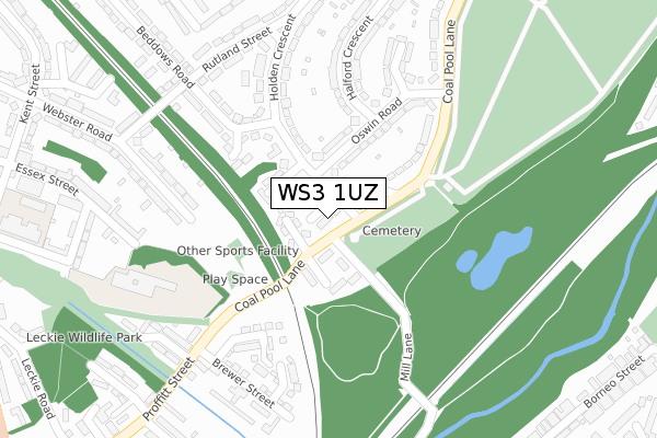 WS3 1UZ map - large scale - OS Open Zoomstack (Ordnance Survey)