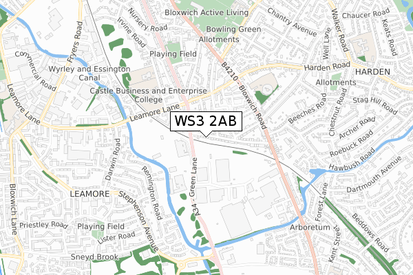 WS3 2AB map - small scale - OS Open Zoomstack (Ordnance Survey)