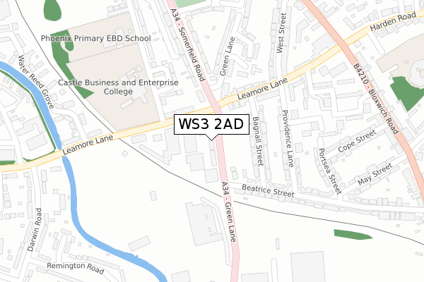 WS3 2AD map - large scale - OS Open Zoomstack (Ordnance Survey)