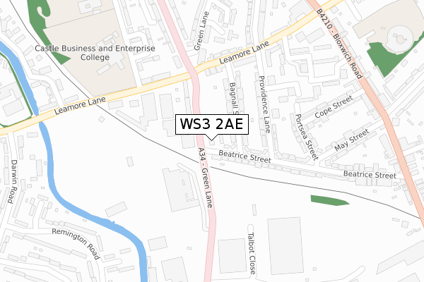 WS3 2AE map - large scale - OS Open Zoomstack (Ordnance Survey)