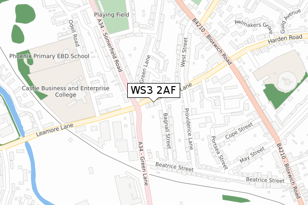 WS3 2AF map - large scale - OS Open Zoomstack (Ordnance Survey)