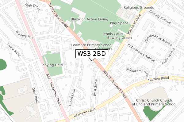 WS3 2BD map - large scale - OS Open Zoomstack (Ordnance Survey)