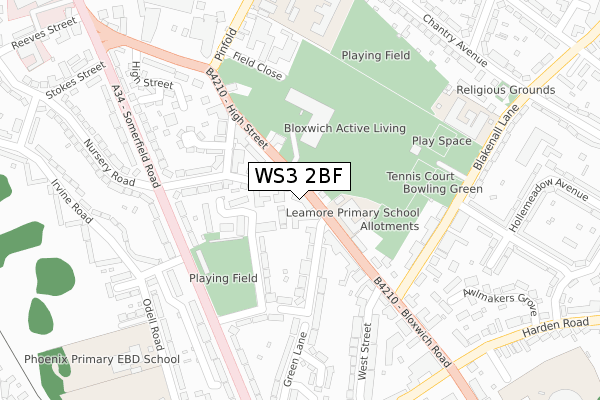 WS3 2BF map - large scale - OS Open Zoomstack (Ordnance Survey)