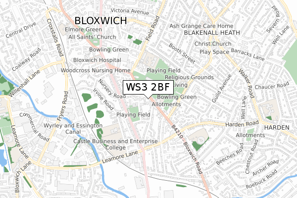 WS3 2BF map - small scale - OS Open Zoomstack (Ordnance Survey)