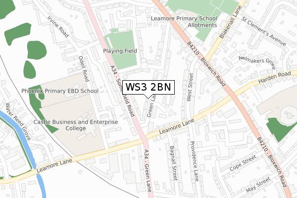 WS3 2BN map - large scale - OS Open Zoomstack (Ordnance Survey)