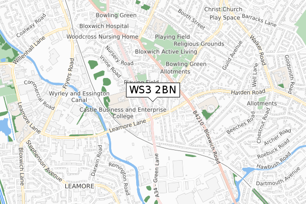 WS3 2BN map - small scale - OS Open Zoomstack (Ordnance Survey)