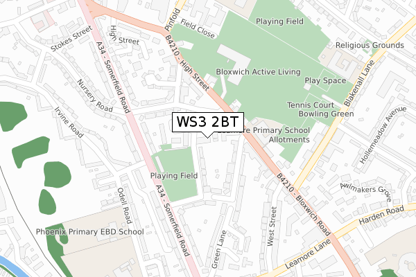 WS3 2BT map - large scale - OS Open Zoomstack (Ordnance Survey)