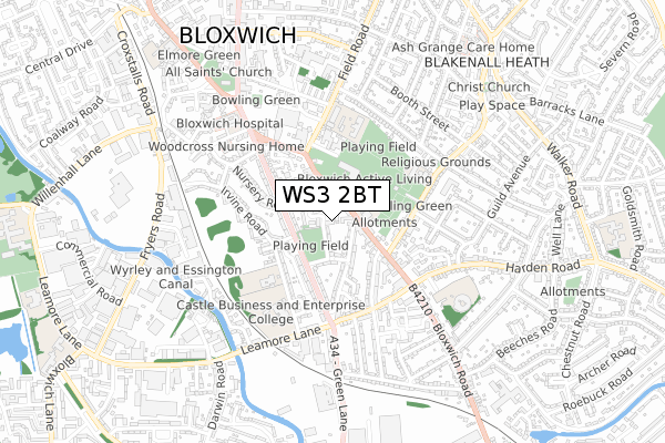 WS3 2BT map - small scale - OS Open Zoomstack (Ordnance Survey)