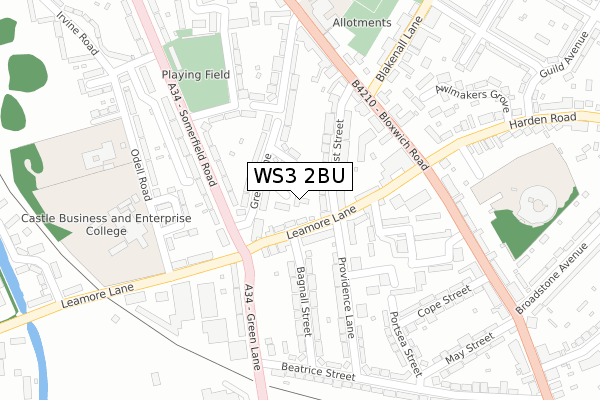 WS3 2BU map - large scale - OS Open Zoomstack (Ordnance Survey)