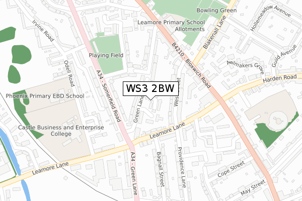 WS3 2BW map - large scale - OS Open Zoomstack (Ordnance Survey)