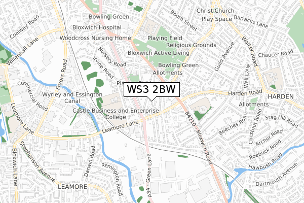 WS3 2BW map - small scale - OS Open Zoomstack (Ordnance Survey)