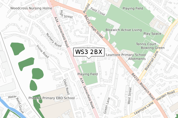 WS3 2BX map - large scale - OS Open Zoomstack (Ordnance Survey)