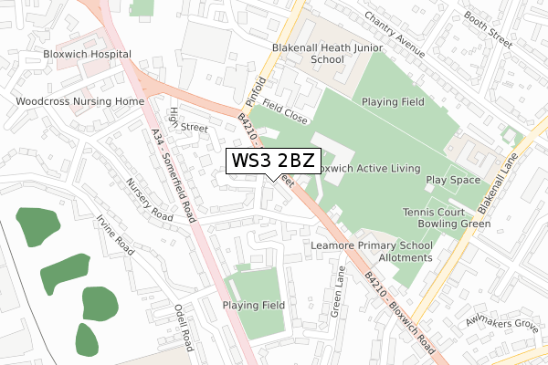 WS3 2BZ map - large scale - OS Open Zoomstack (Ordnance Survey)