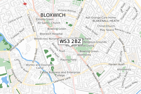 WS3 2BZ map - small scale - OS Open Zoomstack (Ordnance Survey)