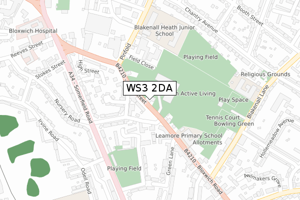 WS3 2DA map - large scale - OS Open Zoomstack (Ordnance Survey)