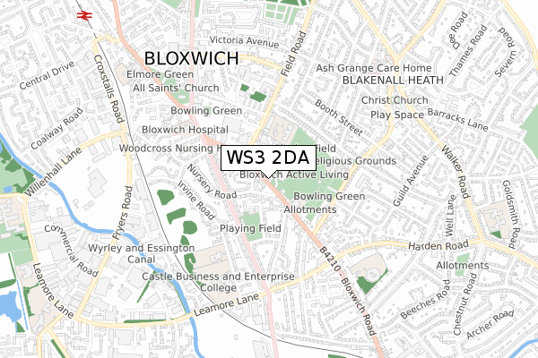 WS3 2DA map - small scale - OS Open Zoomstack (Ordnance Survey)