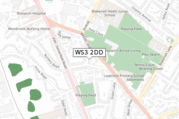 WS3 2DD map - large scale - OS Open Zoomstack (Ordnance Survey)