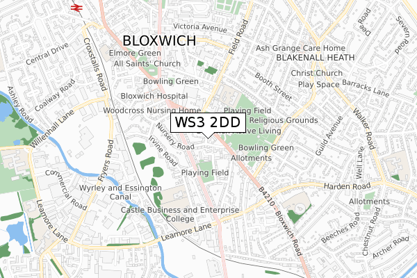 WS3 2DD map - small scale - OS Open Zoomstack (Ordnance Survey)