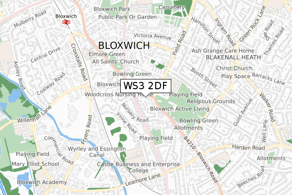 WS3 2DF map - small scale - OS Open Zoomstack (Ordnance Survey)