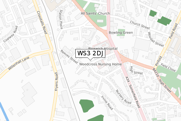 WS3 2DJ map - large scale - OS Open Zoomstack (Ordnance Survey)