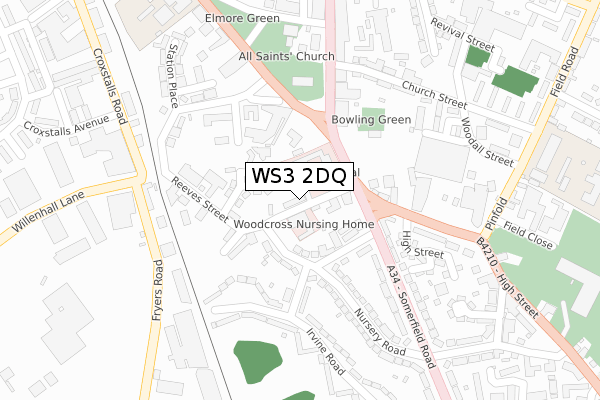 WS3 2DQ map - large scale - OS Open Zoomstack (Ordnance Survey)