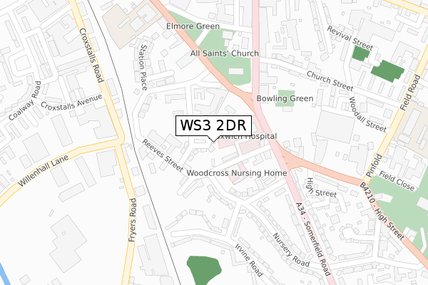WS3 2DR map - large scale - OS Open Zoomstack (Ordnance Survey)