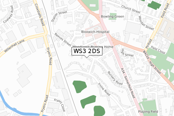 WS3 2DS map - large scale - OS Open Zoomstack (Ordnance Survey)