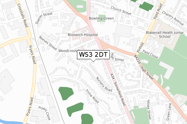 WS3 2DT map - large scale - OS Open Zoomstack (Ordnance Survey)