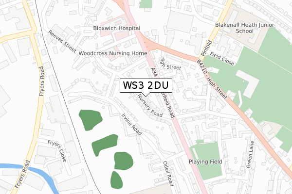 WS3 2DU map - large scale - OS Open Zoomstack (Ordnance Survey)