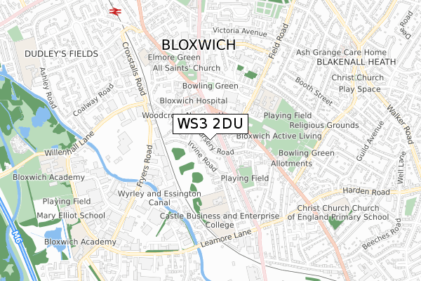 WS3 2DU map - small scale - OS Open Zoomstack (Ordnance Survey)