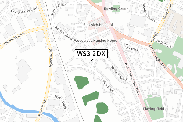 WS3 2DX map - large scale - OS Open Zoomstack (Ordnance Survey)