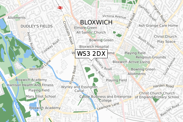 WS3 2DX map - small scale - OS Open Zoomstack (Ordnance Survey)