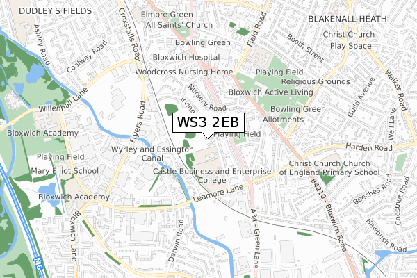 WS3 2EB map - small scale - OS Open Zoomstack (Ordnance Survey)