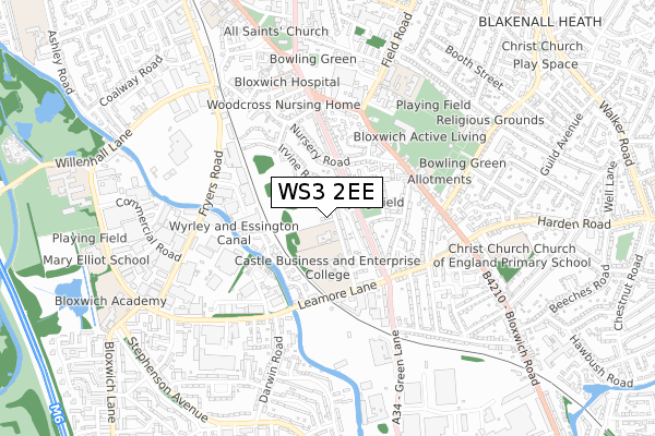 WS3 2EE map - small scale - OS Open Zoomstack (Ordnance Survey)