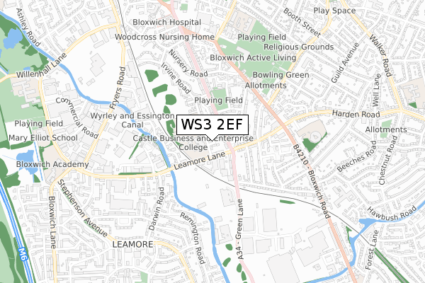 WS3 2EF map - small scale - OS Open Zoomstack (Ordnance Survey)