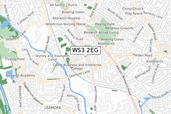 WS3 2EG map - small scale - OS Open Zoomstack (Ordnance Survey)