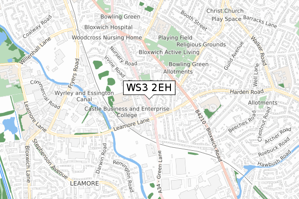 WS3 2EH map - small scale - OS Open Zoomstack (Ordnance Survey)
