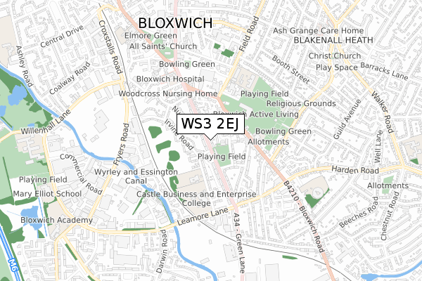 WS3 2EJ map - small scale - OS Open Zoomstack (Ordnance Survey)