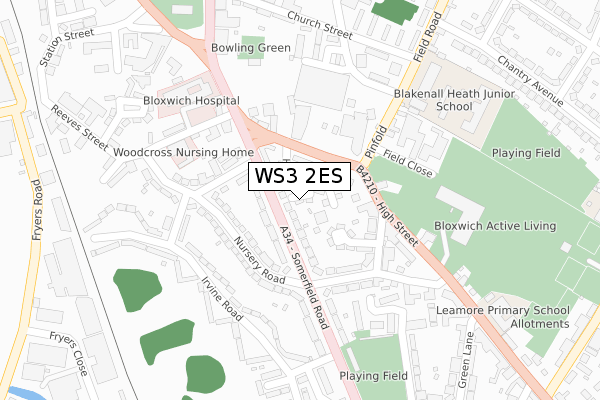 WS3 2ES map - large scale - OS Open Zoomstack (Ordnance Survey)