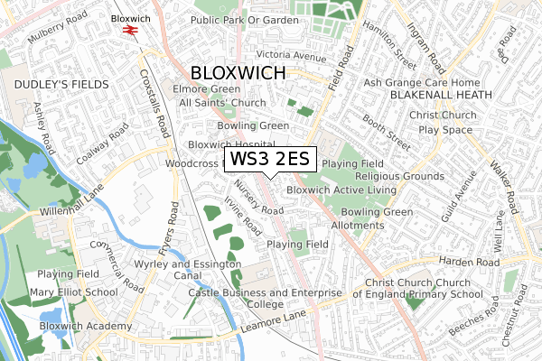 WS3 2ES map - small scale - OS Open Zoomstack (Ordnance Survey)